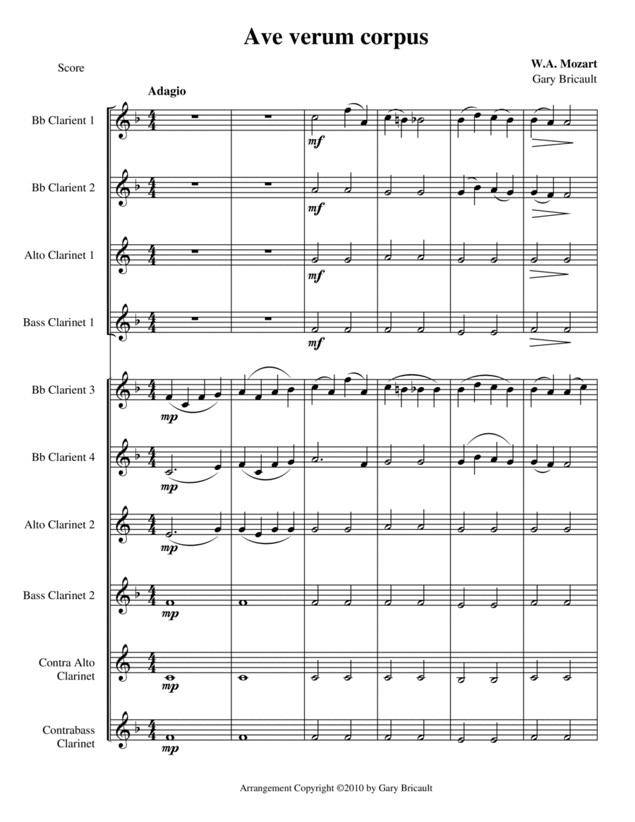 Ave Verum Corpus (arr. Gary Bricault)