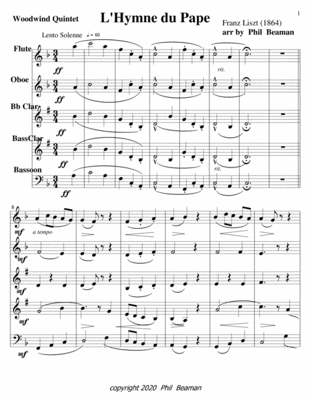 L'Hymne du Pape-Liszt-woodwind quintet (arr. Phil Beaman)