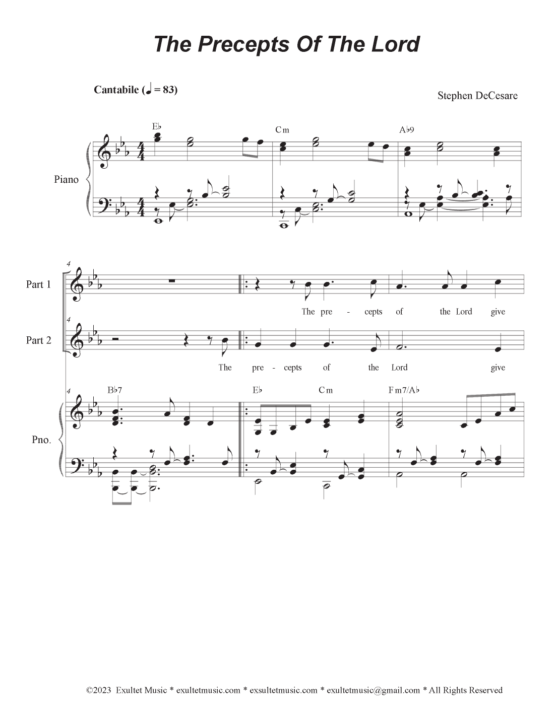 The Precepts Of The Lord (2-part choir)