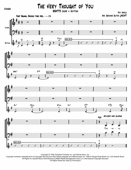 The Very Thought Of You (arr. Gerhard Guter)