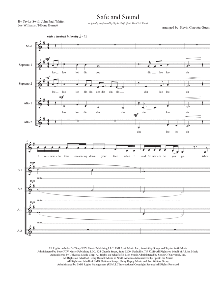 Safe & Sound (arr. Kevin Cincotta-Guest)