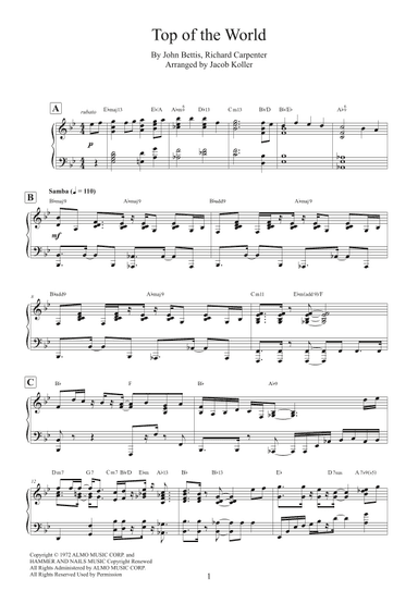 Top Of The World (arr. Jacob Koller)