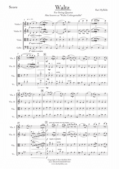 Waltz Unforgettable - for String Quartet