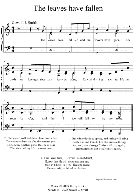 The leaves have fallen. A new tune to a wonderful Oswald Smith poem.