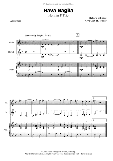 Hava Nagila (arr. Gert Th. Walter)