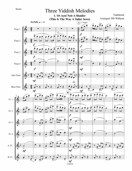 Three Yiddish Melodies (Flute Choir) (arr. DB Williams)