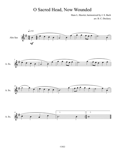 O Sacred Head, Now Wounded (Alto Sax Solo) (arr. B. C. Dockery)