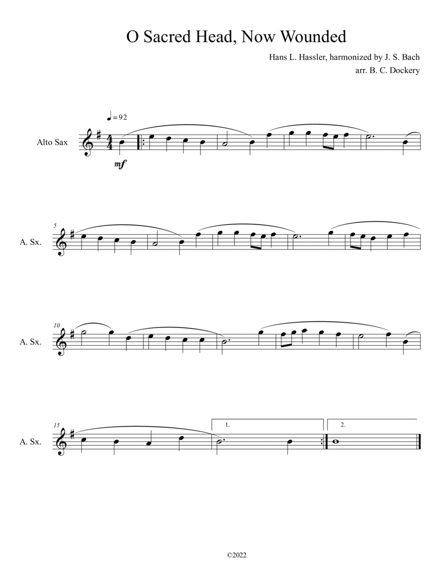 O Sacred Head, Now Wounded (Alto Sax Solo) (arr. B. C. Dockery)