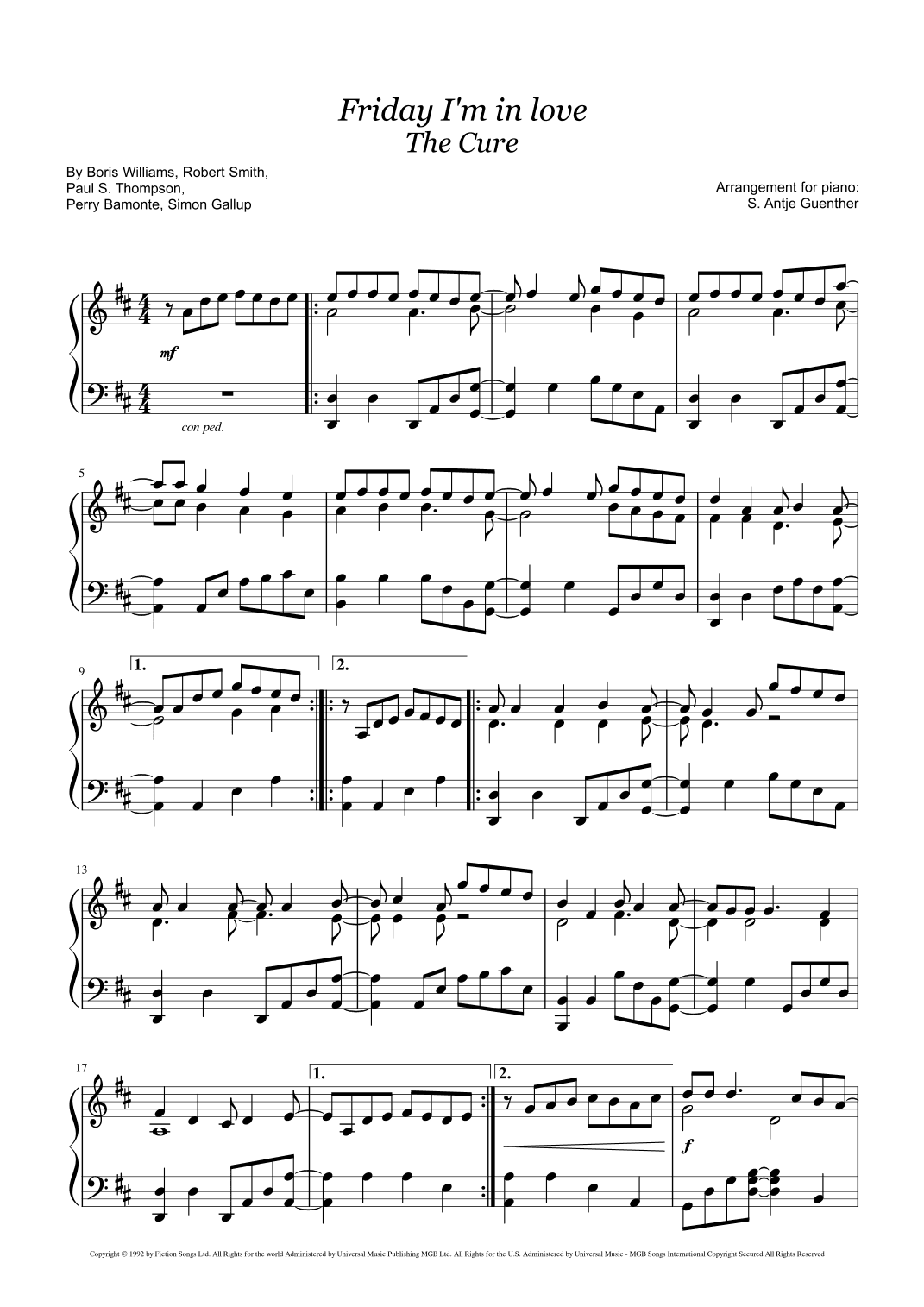 Friday I'm In Love (arr. Antje Günther)