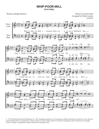 WHIP-POOR-WILL (arr. Walter Latzko)