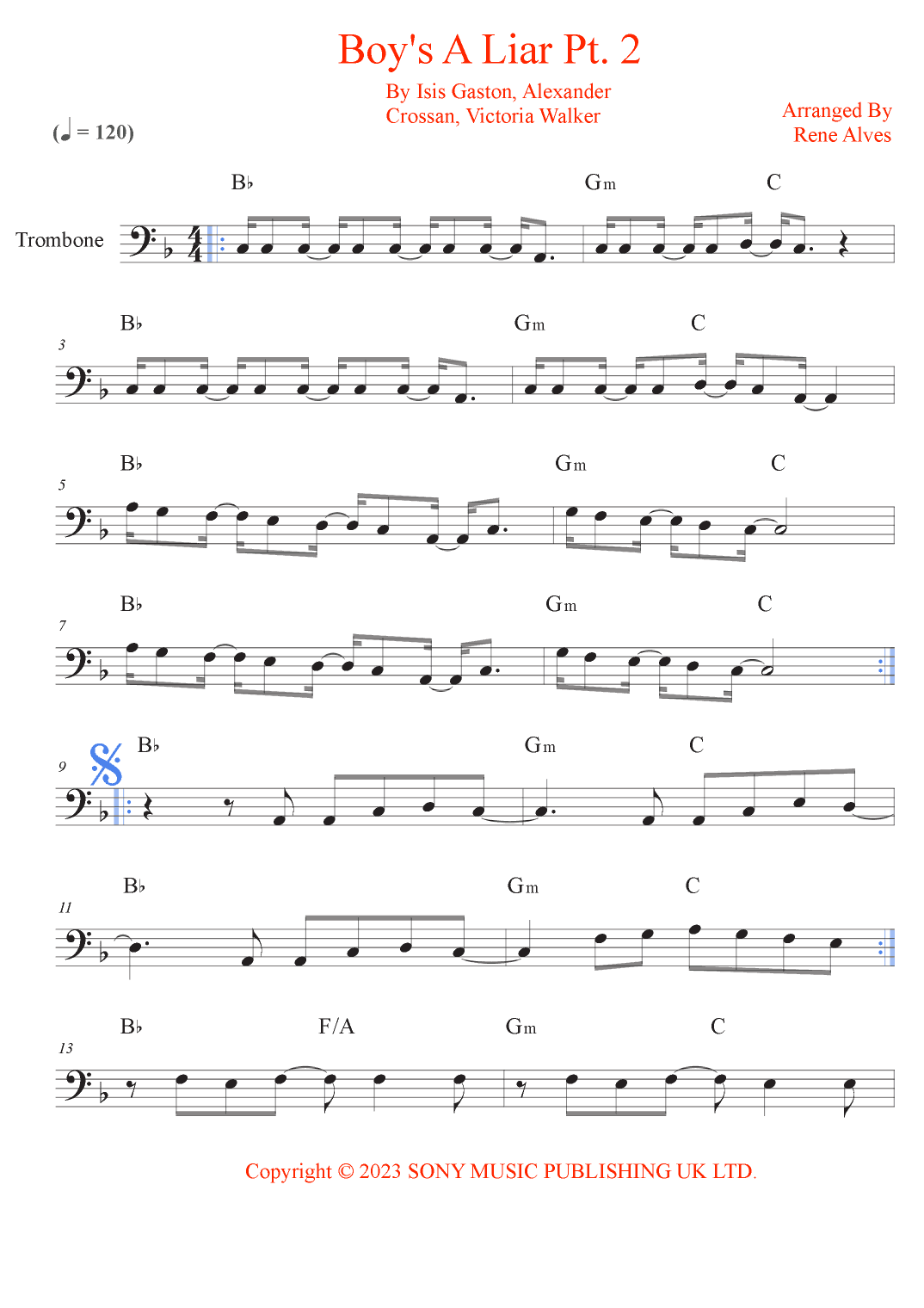 Boy's A Liar Pt. 2 (arr. Rene Alves)
