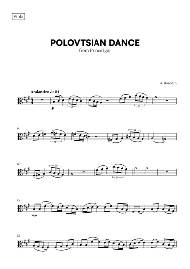 Polovtsian Dance (from Prince Igor) (for Viola) (arr. Cadenza Editions)