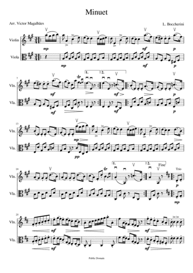 Minuet - Luigi Boccherini - Violin and Viola Duet (arr. Victor Magalhães)