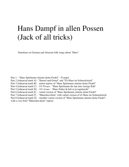 Hans Dampf in allen Possen (Jack of all tricks) for double-reed trio (oboe, cor anglais, bassoon) (arr. David Warin Solomons)