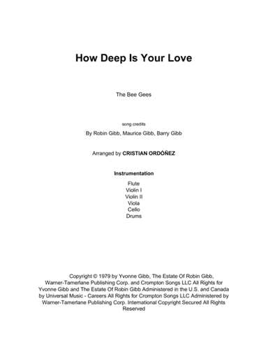 How Deep Is Your Love (arr. Cristian Ordoñez)