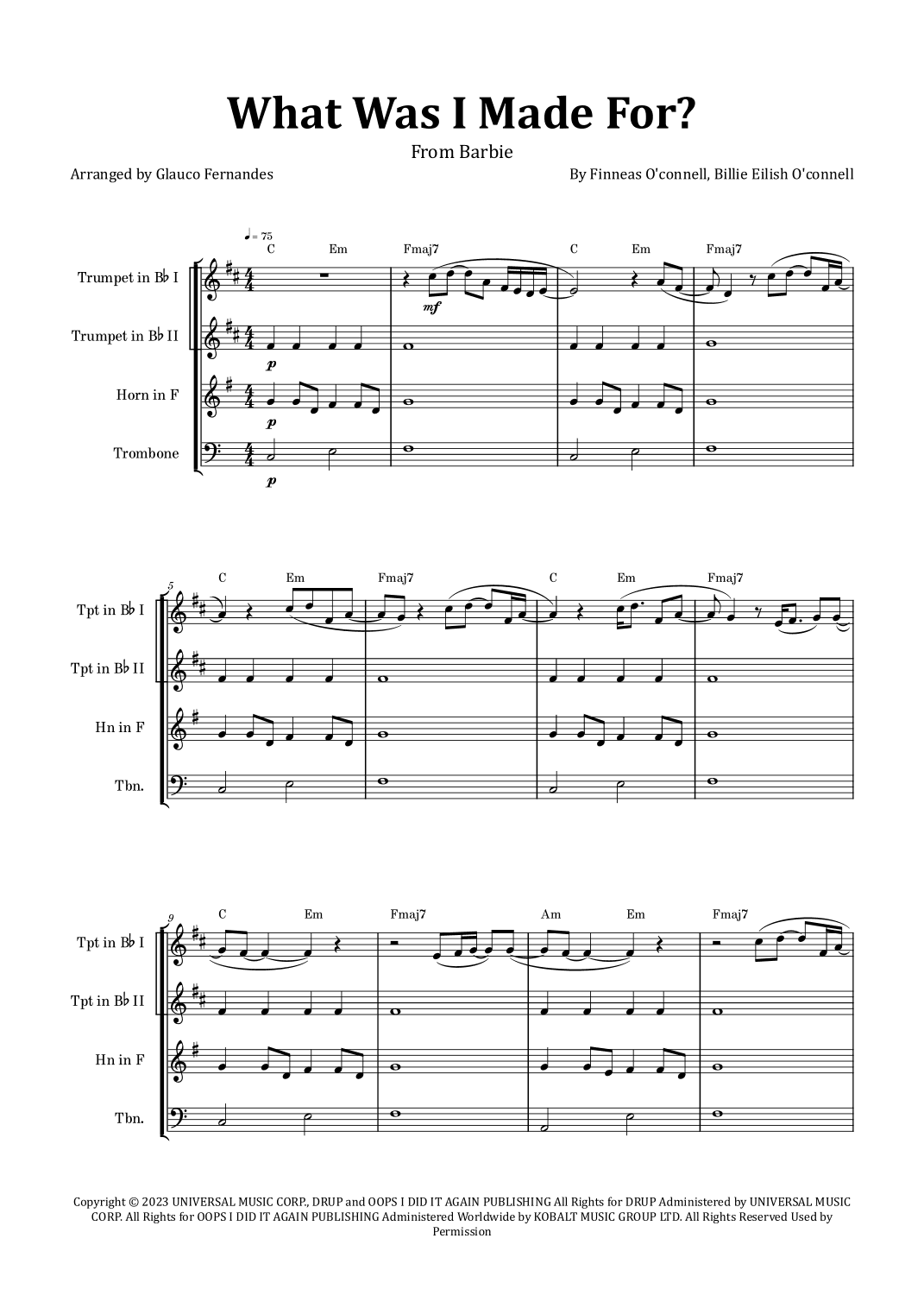 What Was I Made For? (arr. Glauco Fernandes)
