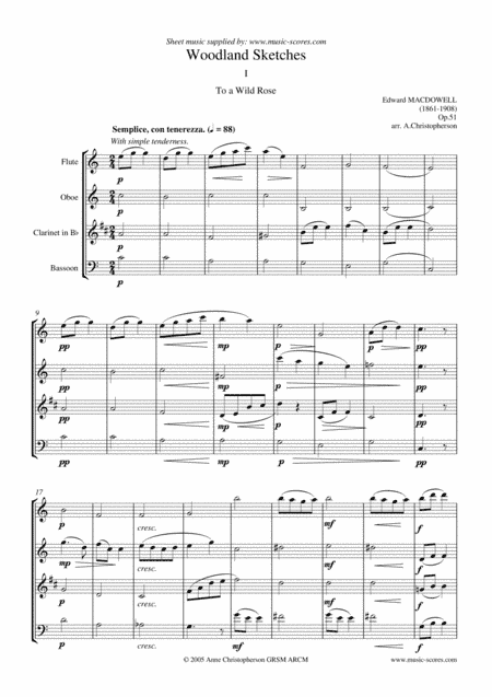 To a Wild Rose - Wind Quartet (arr. Anne L Christopherson GRSM ARCM)