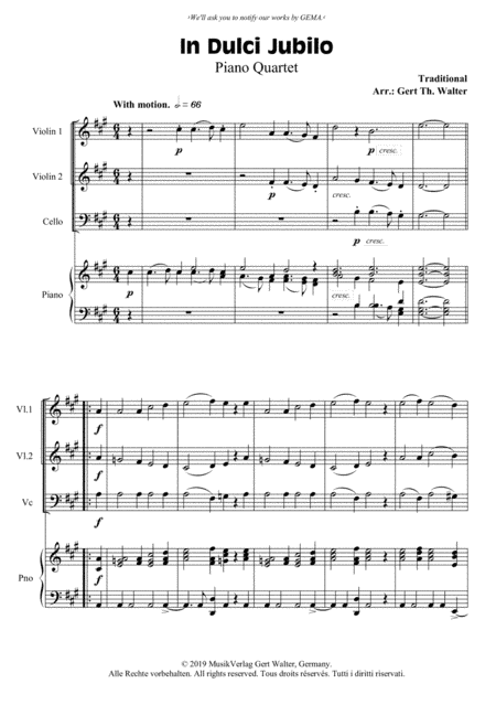 In Dulci Jubilo (arr. Gert Th. Walter)