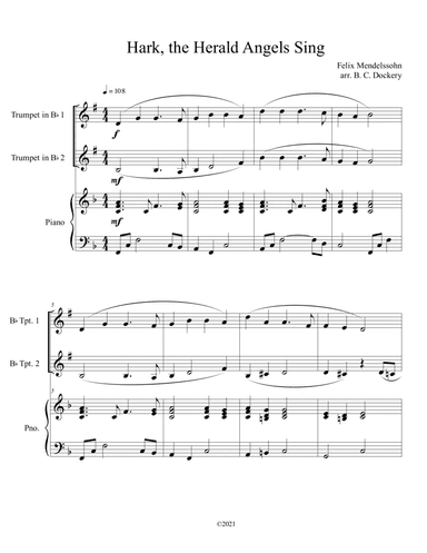 Hark, the Herald Angels Sing (Trumpet Duet with Piano Accompaniment) (arr. B. C. Dockery)