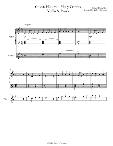 Crown Him with Many Crowns (Easy Piano & Violin) (arr. Kathryn Carpenter)