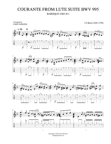 Baroque Uke #11 Courante from Lute Suite BWV 995 (arr. Chris Webster)