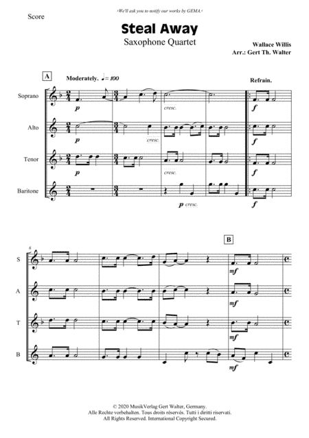 Steal Away (arr. Gert Th. Walter)