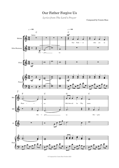 Our Father Forgive Us (The Lord's Prayer) vocal duet, flute and piano