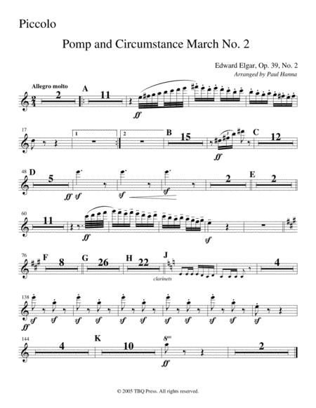 Pomp and Circumstance March No. 2 (Parts) (arr. Paul Hanna)