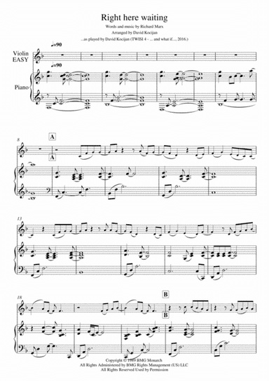 Right Here Waiting (arr. David Kocijan)