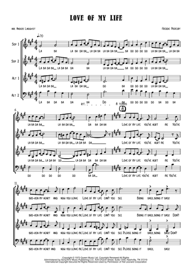 Love Of My Life (arr. Anders Lindqvist)