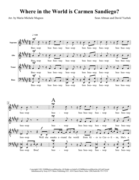 Where In The World Is Carmen Sandiego? (arr. Marie-Michele Mugnos)