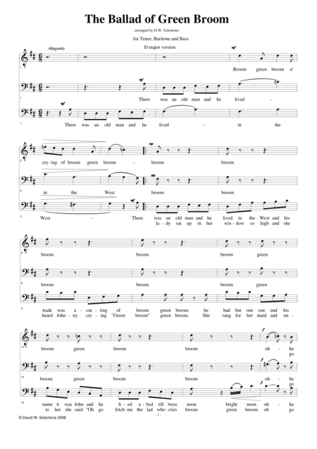 The Ballad of Green Broom (men's voices) (arr. David Warin Solomons)
