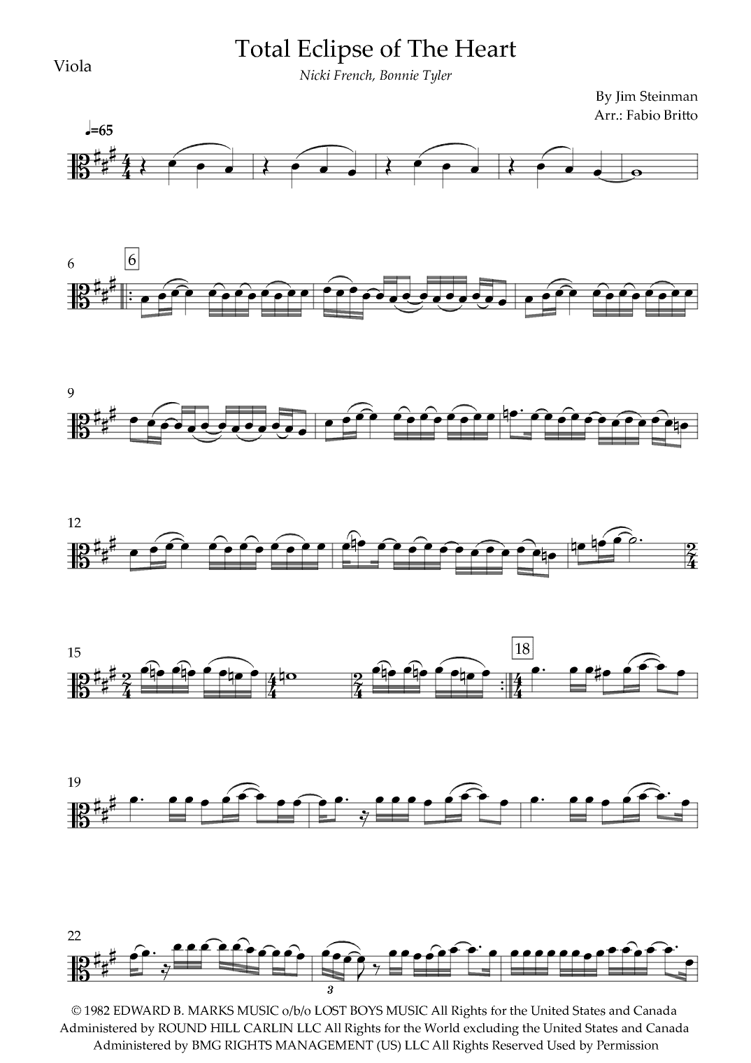 Total Eclipse Of The Heart (arr. Fabio Britto)