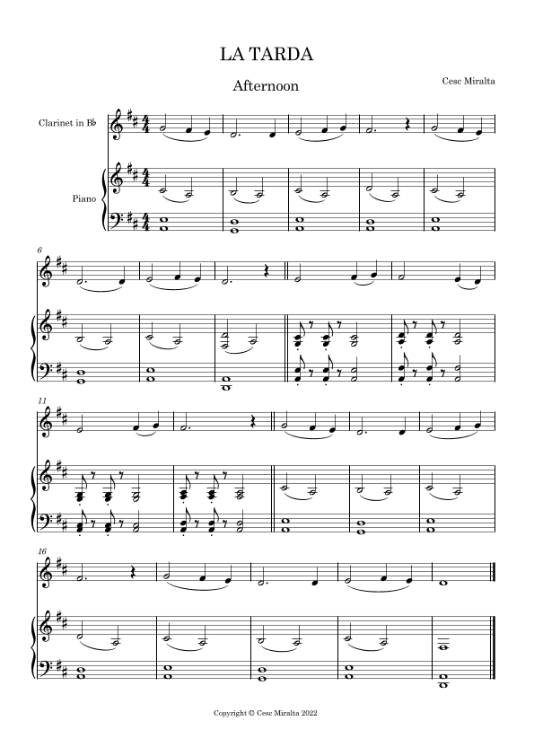 LA TARDA Cl & Pno