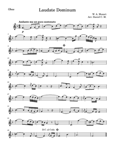 Laudate Dominum for oboe (easy piano) (arr. Daniel C. M.)