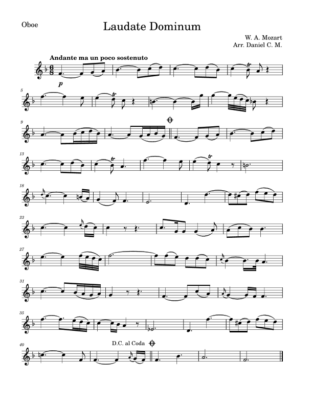 Laudate Dominum for oboe (easy piano) (arr. Daniel C. M.)
