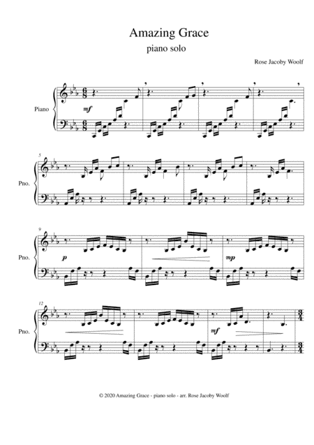 Amazing Grace - piano solo