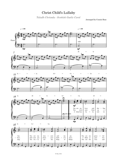 Christ Child's Lullaby (Taladh Chriosda) -  Piano solo (arr. Connie Boss)