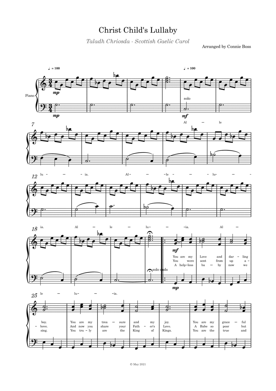 Christ Child's Lullaby (Taladh Chriosda) -  Piano solo (arr. Connie Boss)