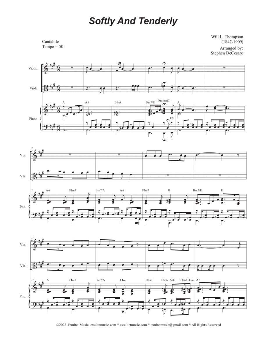 Softly And Tenderly (Duet for Violin and Viola) (arr. Stephen DeCesare)
