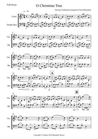 O Christmas Tree for Violin and Double Bass Duet (arr. David Burndrett)