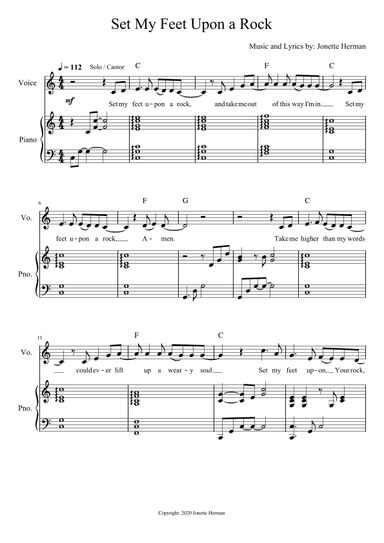 Set My Feet Upon a Rock (vocal parts, piano, guitar)