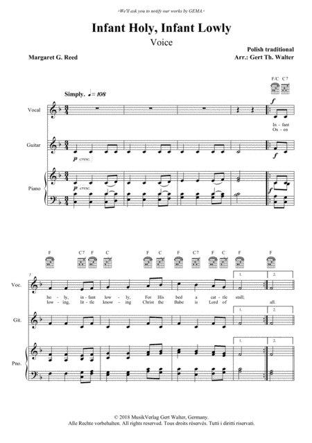 Infant Holy, Infant Lowly (arr. Gert Th. Walter)