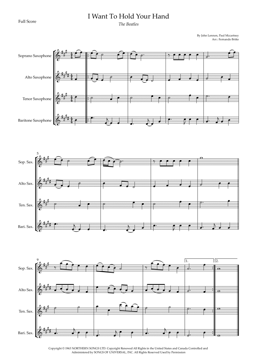 I Want To Hold Your Hand (arr. Fernando Britto)