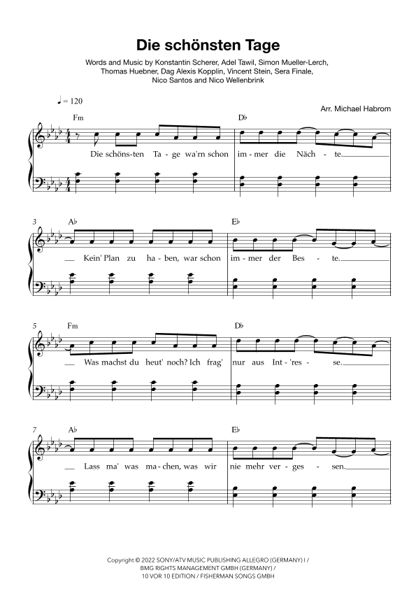 Die Schoensten Tage (arr. Michael Habrom)