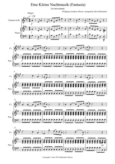 Eine Kleine Nachtmusik (Fantasia) 1st Movement for Clarinet in Bb and Piano (arr. David Burndrett)