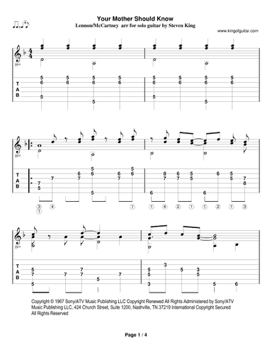 Your Mother Should Know (arr. Steven King)