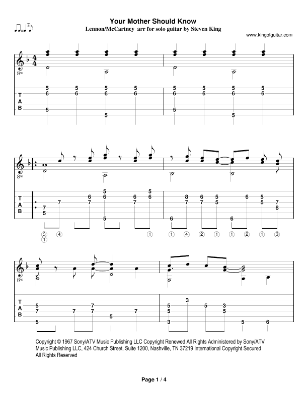 Your Mother Should Know (arr. Steven King)