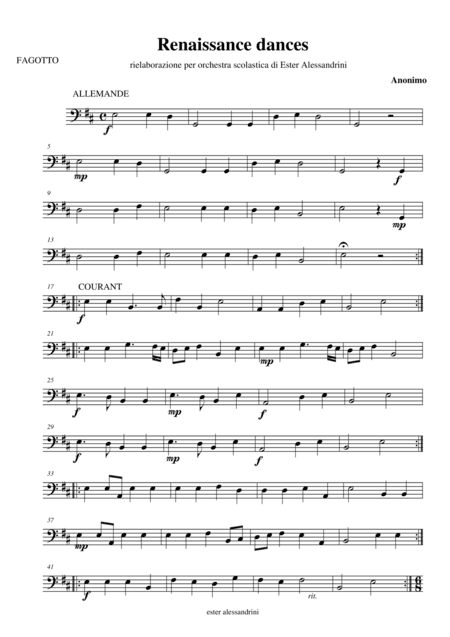 Renaissance dances (only Basson) (arr. Ester Alessandrini)