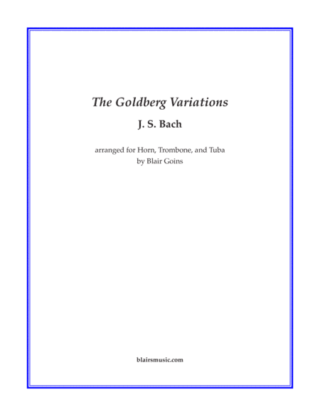 Goldberg Variations  (Aria & 6 Variations) (arr. Blair Goins)